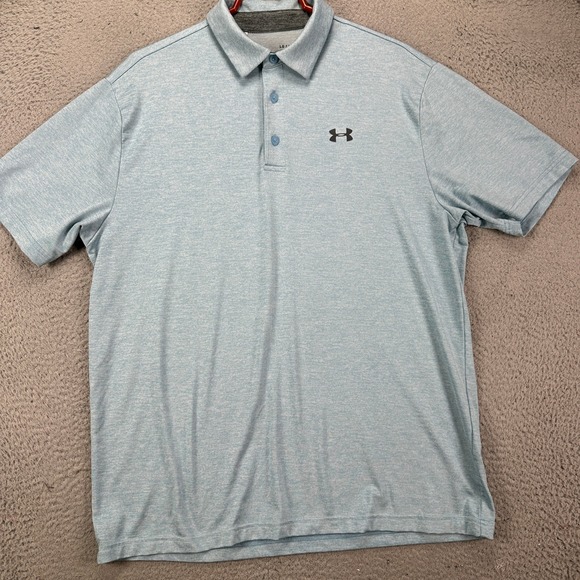 Under Armour The Playoff Polo Shirt Men Large Light Blue Golf Rugby Logo Stretch - Picture 3 of 7